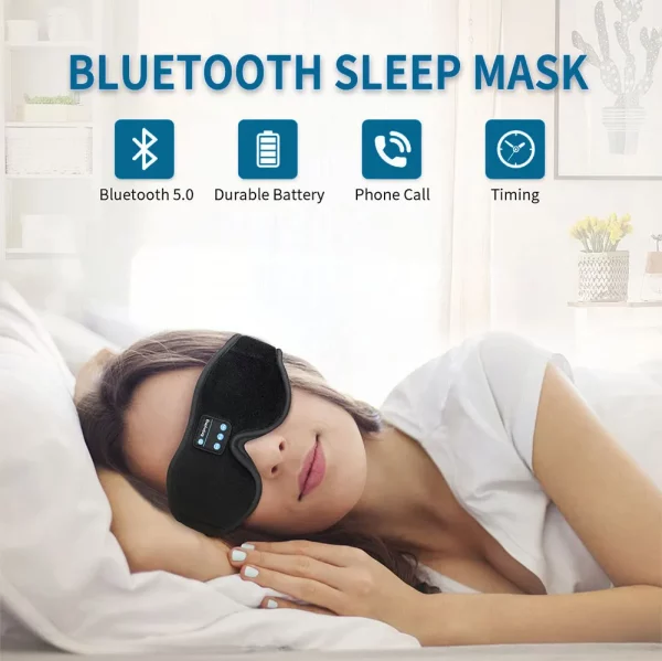 Máscara de dormir, macia, com bluetooth integrado, ouça suas musicas preferidas e dispense os fones que incomodam seus ouvidos quando se deita de lado, ideal para o conforto dos olhos evitando claridade, inclusive em viagens. - Image 8