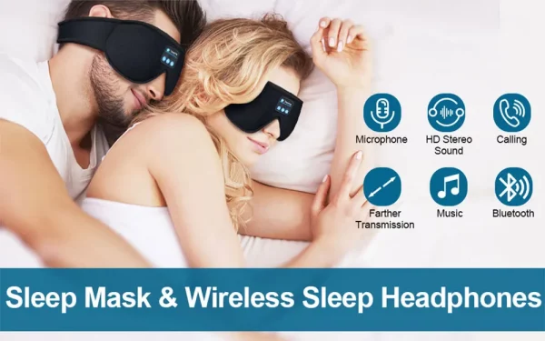 Máscara de dormir, macia, com bluetooth integrado, ouça suas musicas preferidas e dispense os fones que incomodam seus ouvidos quando se deita de lado, ideal para o conforto dos olhos evitando claridade, inclusive em viagens. - Image 6