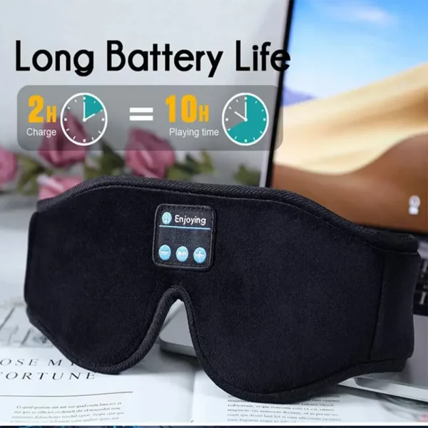 Máscara de dormir, macia, com bluetooth integrado, ouça suas musicas preferidas e dispense os fones que incomodam seus ouvidos quando se deita de lado, ideal para o conforto dos olhos evitando claridade, inclusive em viagens. - Image 3
