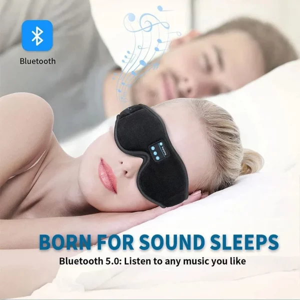 Máscara de dormir, macia, com bluetooth integrado, ouça suas musicas preferidas e dispense os fones que incomodam seus ouvidos quando se deita de lado, ideal para o conforto dos olhos evitando claridade, inclusive em viagens. - Image 2