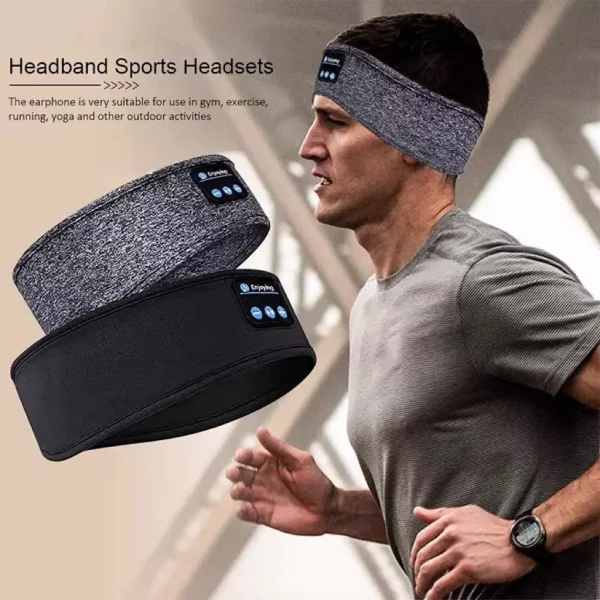 New Sleep Headphone Headband With Wireless Music Sports Sweat Absorption Hair Headband Built-In Sleep Music Eye Mask - Image 2